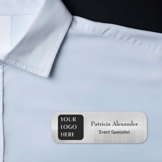 Magnetic フェイク Silver Companyロゴ名タグ 名札