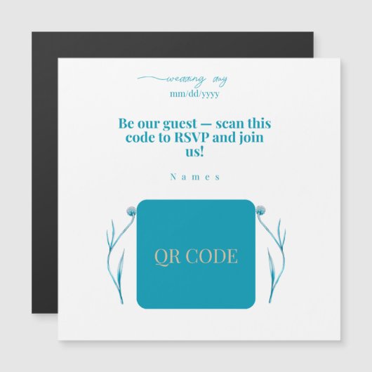 Magnetic Card| QRコード付き結婚式マグネット招待状 (正面/裏面)