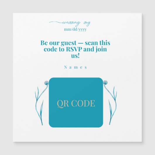 Magnetic Card| QR Code Wedding Magnet Invite (正面)