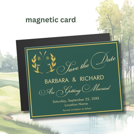MAGNETIC Golf Theme Monogram Wedding Save the Date