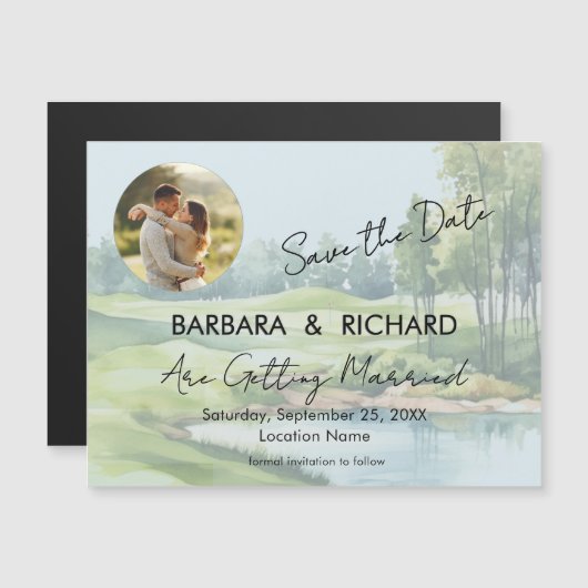 MAGNETIC Photo Golf Theme Wedding Save the Date (正面/裏面)