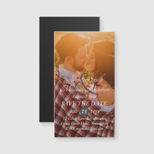 MAGNETIC PHOTO Save the Date Wedding Invite RSVP (正面/裏面)