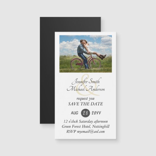 MAGNETIC PHOTO Save the Date Wedding Invite RSVP (正面/裏面)