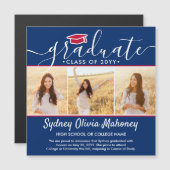 Magnetic Red White & Blue卒業発表 マグネット招待状 (正面/裏面)