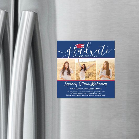 Magnetic Red White & Blue卒業発表 マグネット招待状