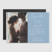 Magnetic Save the Date 31 Days Calendar Light Blue マグネット招待状 (正面/裏面)