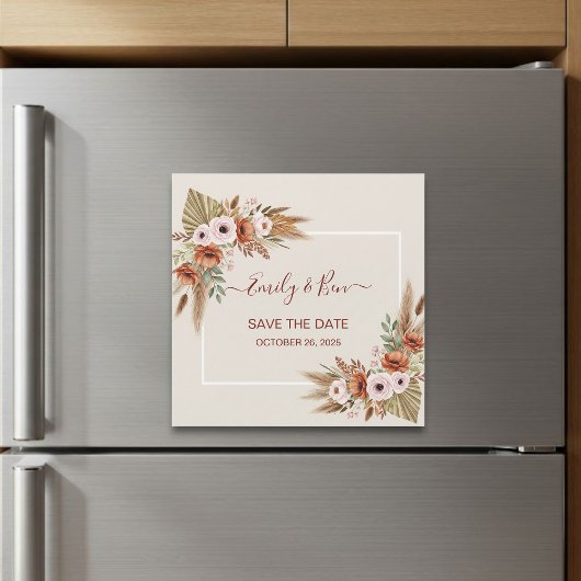 Magnetic Save the Date Card – Rustic Boho Style