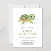 Magnetic Turtle Under the sea first birthday  マグネット招待状 (正面)