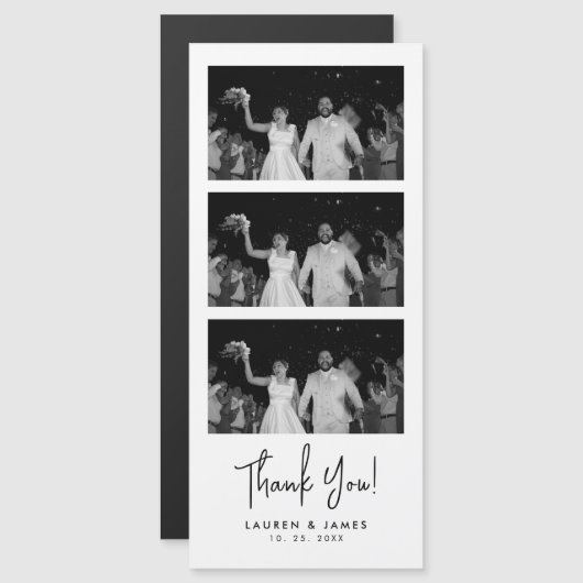Magnetic Wedding Photo Strip Thank You Card (正面/裏面)