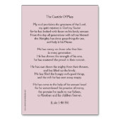 Magnificatの祈りの言葉カード、メリーのカンティクム テーブルナンバー (裏面)