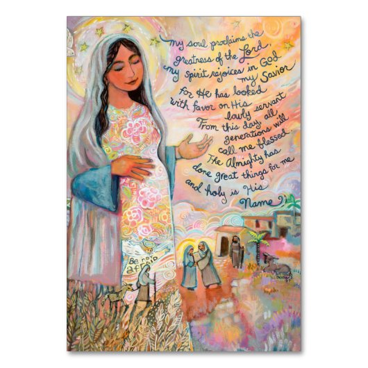 Magnificatの祈りの言葉カード、メリーのカンティクム テーブルナンバー (正面)