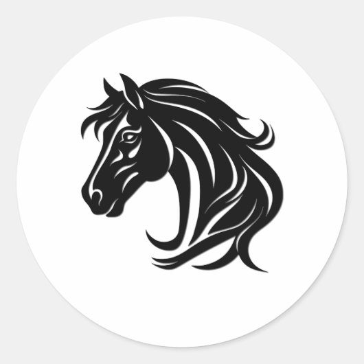 Magnificent Black Horse Head ラウンドシール (正面)