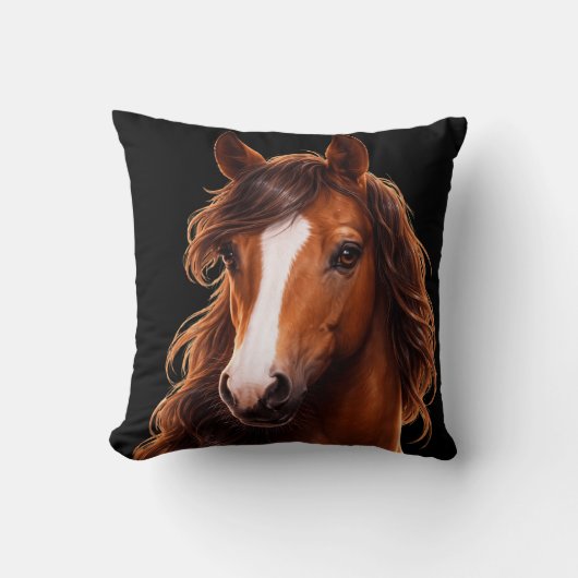 Magnificent, Brown horse with white blaze クッション (正面)