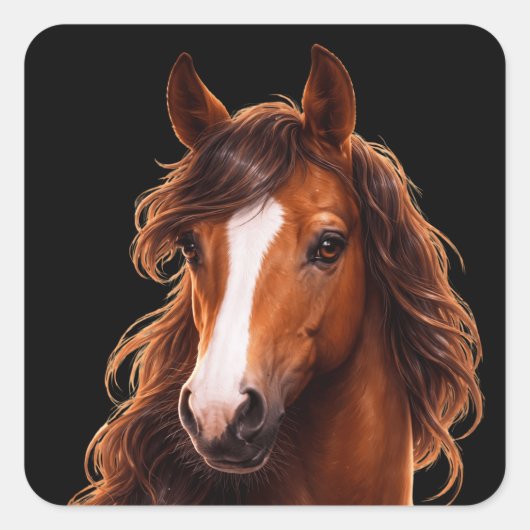 Magnificent, Brown horse with white blaze スクエアシール (正面)