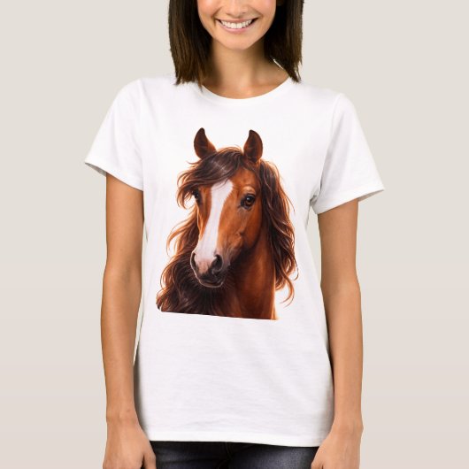 Magnificent, Brown horse with white blaze Tシャツ (正面)