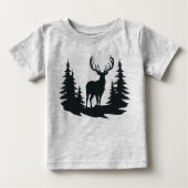 Magnificent Buck Among Pine Trees ベビーTシャツ (正面)