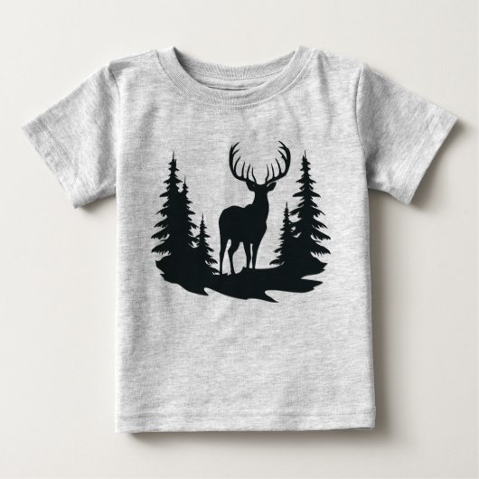 Magnificent Buck Among Pine Trees ベビーTシャツ (正面)