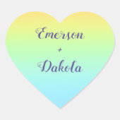 Magnificent Pastel Rainbow Wedding ハートシール (正面)