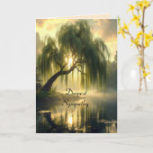Magnificent weeping willow by a pond, sympathy カード (黄色い花)