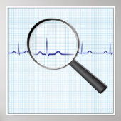 Magnifying glass on ecg diagram Poster ポスター (正面)