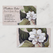 Magnoliaとエレガントヴィンテージ質感の背景 名刺 (正面/裏面)