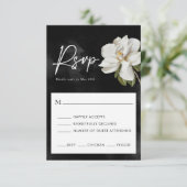 Magnoliaの結婚白黒RSVPカード 出欠カード (スタンド正面)