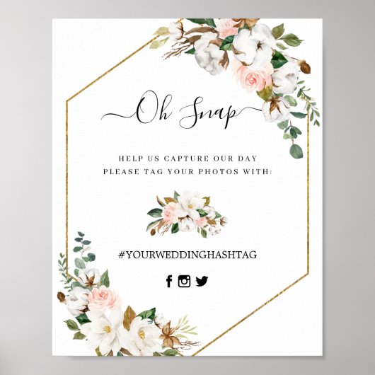 MagnoliaフローラスクリプトOhスナップハッシュタグ記号 ポスター (正面)