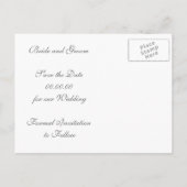 Magnoliaブランチ黒い灰色の結婚式Save the Date 案内ポストカード (裏面)