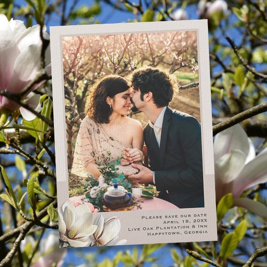 Magnoliaミニマル写真結婚式の日付を保存 セーブザデート