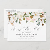 Magnolia日付の延期を結婚変更する 案内ポストカード (正面/裏面)