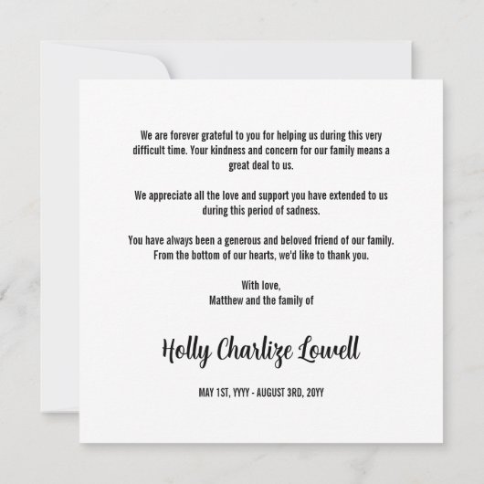 Magnolia花びら印刷悔やみや弔慰ありがとうご注意 サンキューカード (裏面)