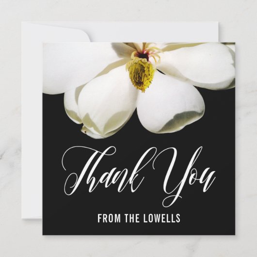 Magnolia花びら印刷悔やみや弔慰ありがとうご注意 サンキューカード (正面)