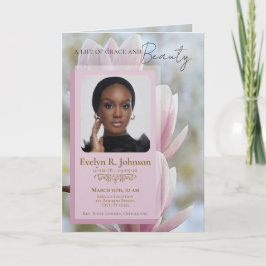 Magnolia 5-Photo Bifold Funeral Program 招待状