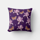 Magnolia and butterflies, watercolor pattern クッション (正面)