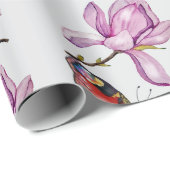 Magnolia and butterflies, watercolor pattern ラッピングペーパー (ロールコーナー)