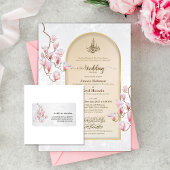 Magnolia Arch Address Label | Pink Floral Marble ラベル