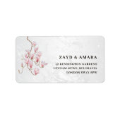 Magnolia Arch Address Label | Pink Floral Marble ラベル (正面)