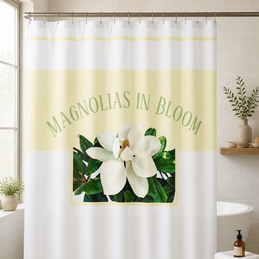 Magnolia Bloom | イエロー&ホワイト シャワーカーテン