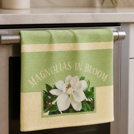 Magnolia Bloom | グリーンとイエローのキッチンタオル キッチンタオル