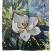 Magnolia Blossom Oil Painting of Nature’s Harmony シャワーカーテン (正面)