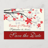 Magnolia branch red's 結婚カスタムSave the Date 案内ポストカード (正面)
