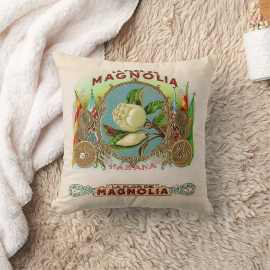 Magnolia Cigar Box Label クッション (ブランケット)