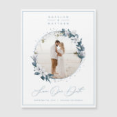 Magnolia & Dusty Blue Circle写真Save The Date (正面)