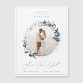 Magnolia & Dusty Blue Circle写真Save The Date