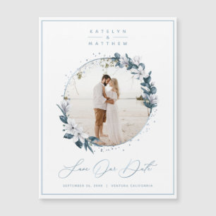 Magnolia & Dusty Blue Circle写真Save The Date