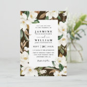 Magnolia Floral Rustic Elegant QR Code Wedding 招待状 (スタンド正面)