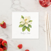 Magnolia Flower Custom Wedding Monogram  スタンダードカクテルナプキン (インサイチュ)