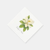 Magnolia Flower Custom Wedding Monogram  スタンダードカクテルナプキン (角)