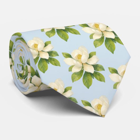 Magnolia Flower Painting Coastal Beach Pattern ネクタイ (ロール)