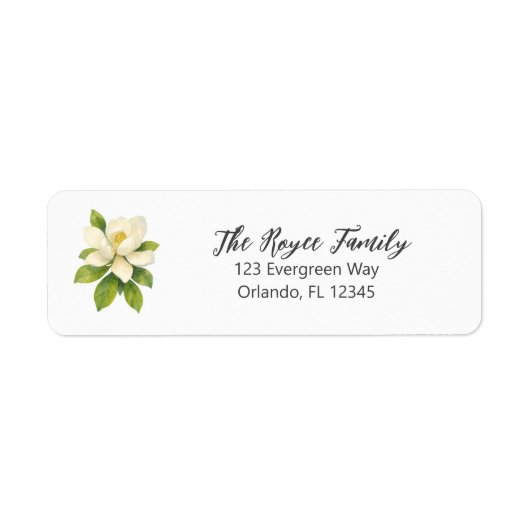 Magnolia Flower Painting Return Address Label ラベル (正面)